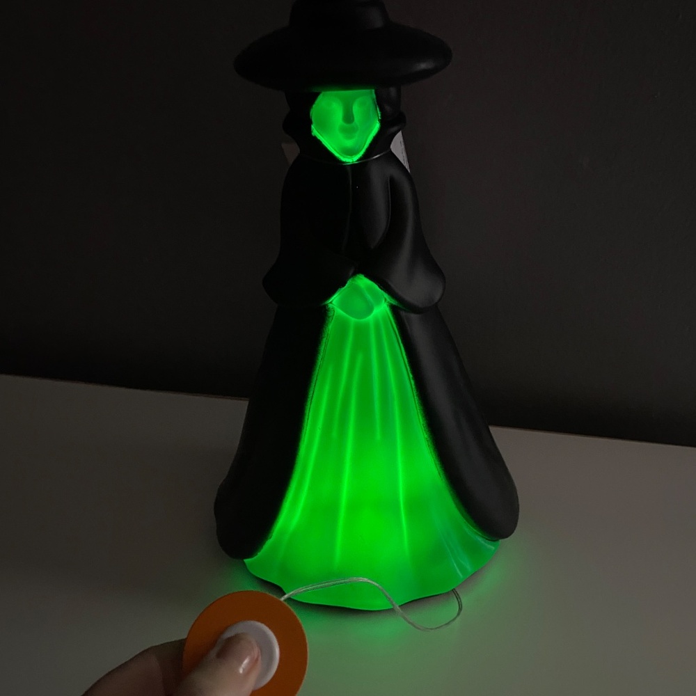 HYDE AND EEK Green Witch Halloween Blowmold Light